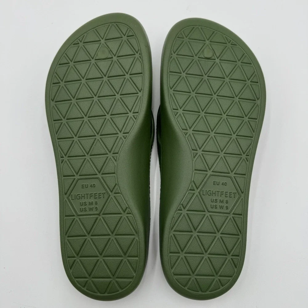 Lightfeet Arch Support Flip Flops Sandals Women 9 / Men 8 Green Beach Vacation